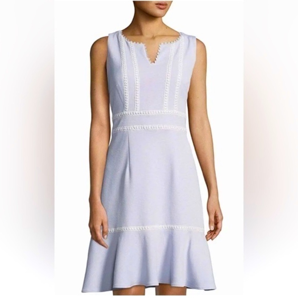 Nanette Lepore Fit & Flare Dress Purple & White Crochet Trim Size 6